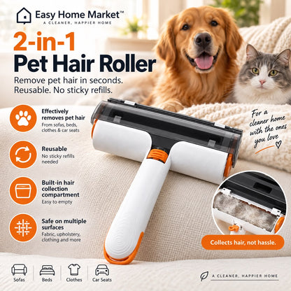 Easy Home Market™  2-in-1 Pet Hair Roller